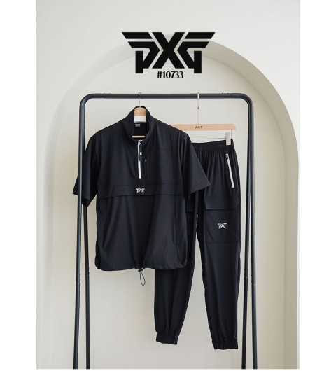 PXG 남성 백로고 지퍼포인트 반팔 아노락&조거 셋  (국내배송)