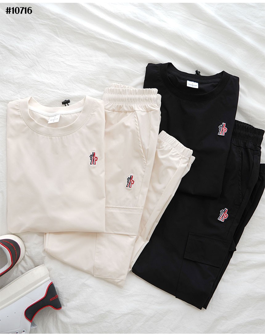[MONCLER] 몽클레어 남여공용 자수로고 반팔&조거팬츠 셋(국내배송)