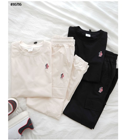 [MONCLER] 몽클레어 남여공용 자수로고 반팔&조거팬츠 셋(국내배송)