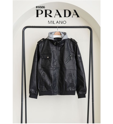 [PRADA] 프라다 남성 테크니컬 후디 레더 자켓 (국내배송)