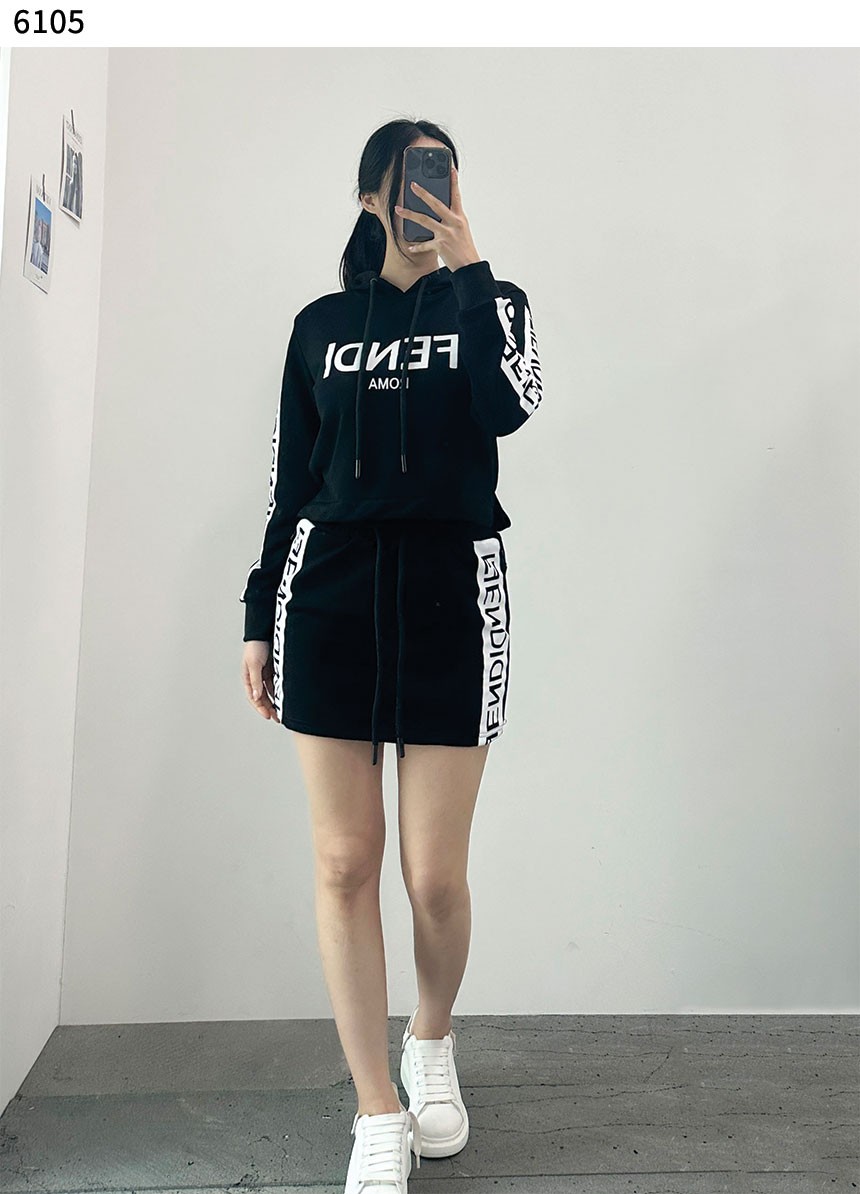 펜디 블랙로고 후드 스커트 세트(국내배송)