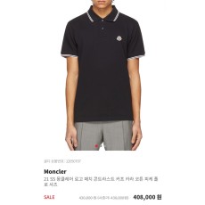 몽클레어 로고 패치 콘트라스트 커프 카라 코튼 피케 폴로 셔츠(국내배송)