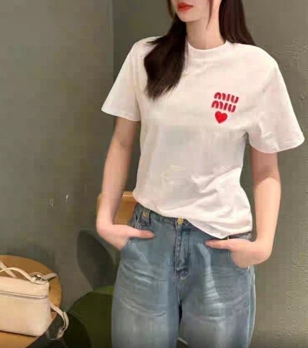 미우미우 하트 로고 반팔 국내배송