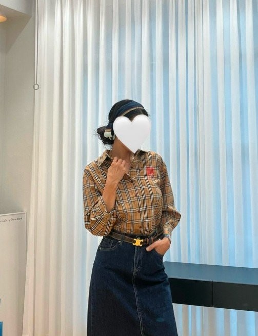 버버리 잔체크 8부 남방 국내배송