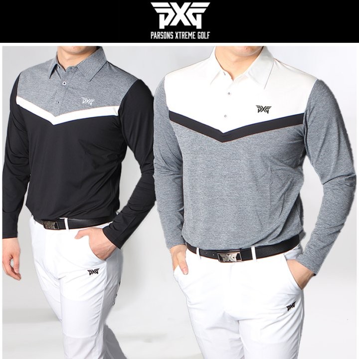 pxg 브이 배색 스판 긴팔 국내배송