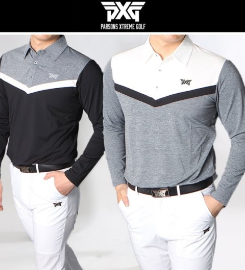 pxg 브이 배색 스판 긴팔 국내배송