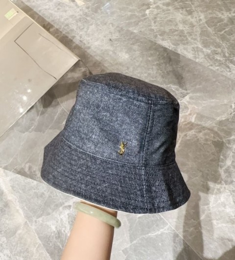 입생로랑 버킷햇 흑청 로고 모자 국내배송