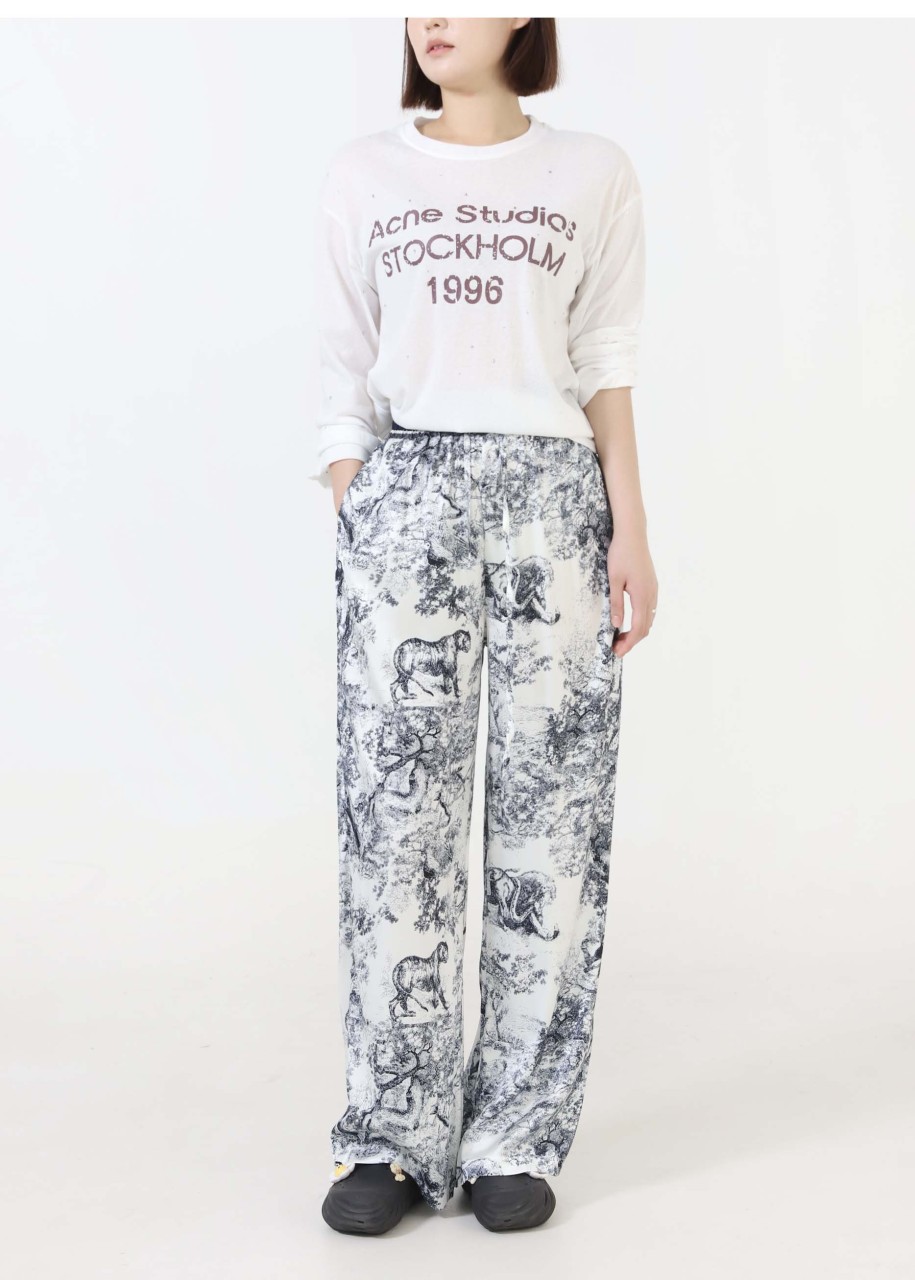 디올 화이트 Toile de Jouy 코튼 보일 팬츠 국내배송