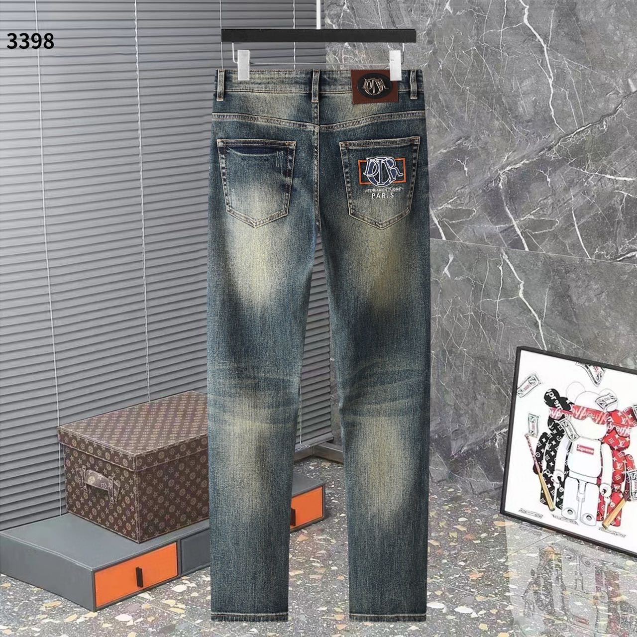 2025SS디올자수로고 레더패치 스판 데님진 국내배송